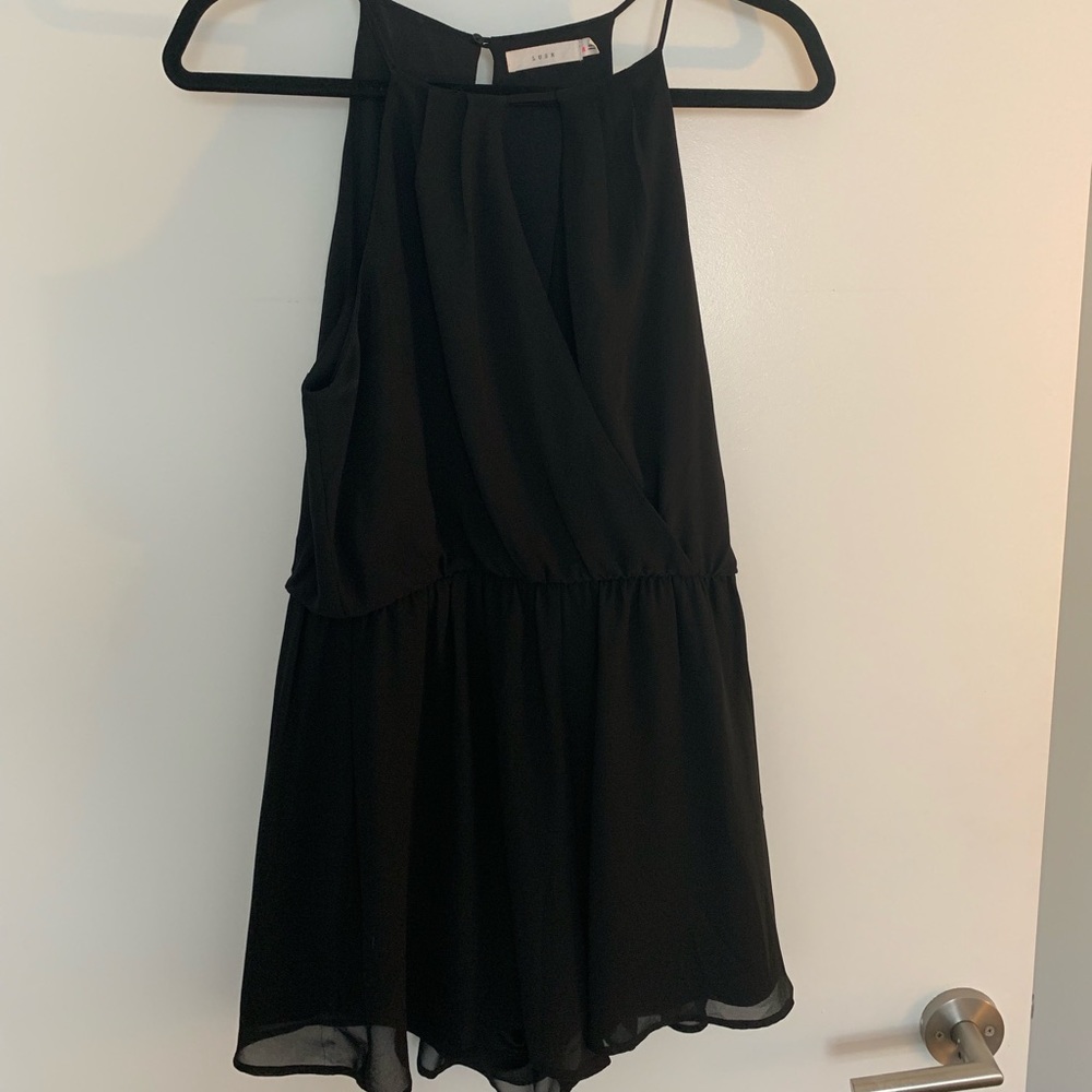 Lush Black Chiffon Romper